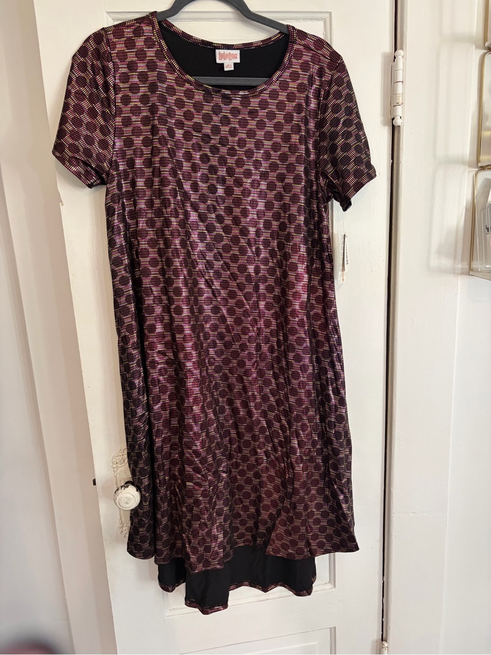 LuLaRoe Burgundy and Black Geometric Midi Dress